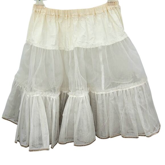 Vintage White Sequin Trim‎ Full Ruffle Coquette Lolita Petticoat Crinoline - Picture 1 of 10